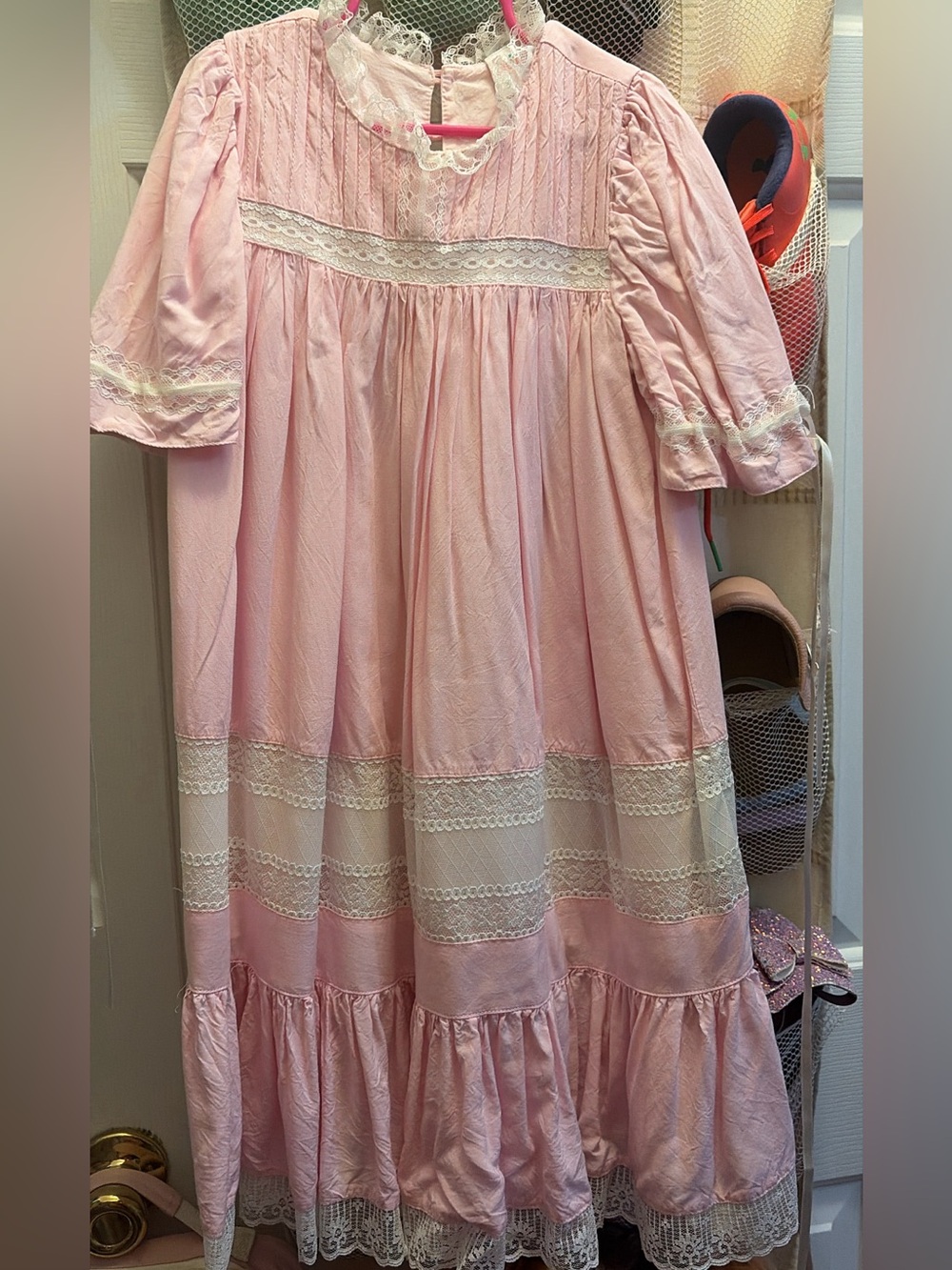 Pink Lace-Trimmed Girls Dress